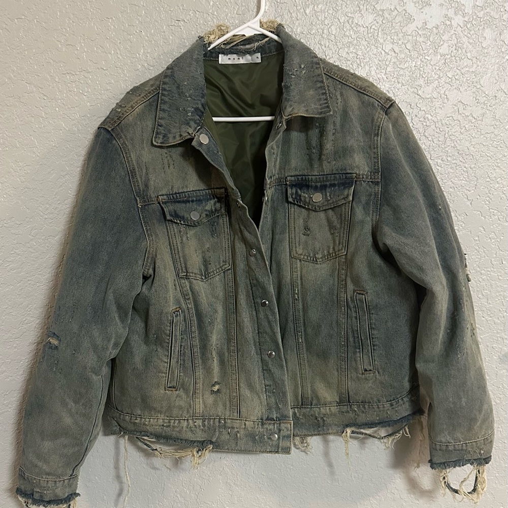 MNML Distressed Denim/Bomber Reversible Jacket